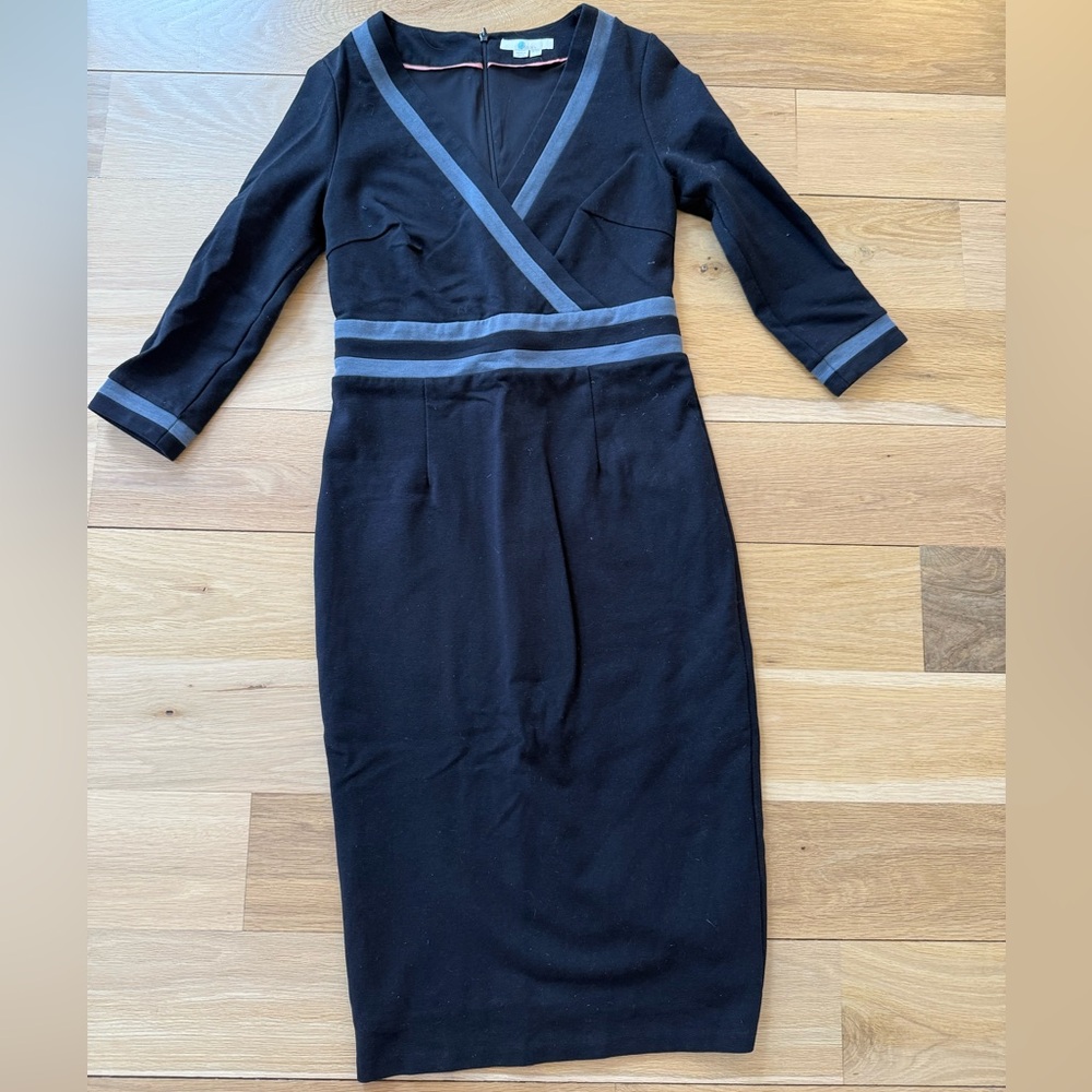 Boden Black and Gray Long Sleeve Dress